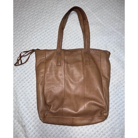 DAY & MOOD Flame Camel Leather Tote Bag Purse Pax Shopper 600026601 - Picture 3 of 12